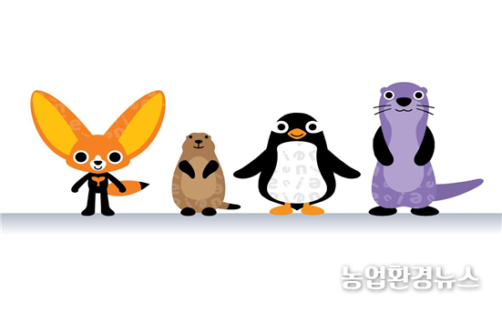 국립생태원 캐릭터 ‘생태친구들’<br>
왼쪽부터 귀요미(사막여우), 프레리(프레리독), 펭이(젠투펭귄), 강달이(수달)