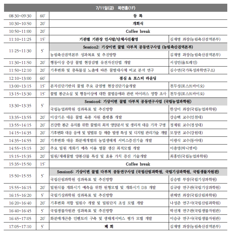 다부처 공동연구사업 성과공유회 심포지엄 일정